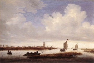 ボート Painting - 北西のボート海景から見たデーヴェンターの眺め サロモン・ファン・ライスダール